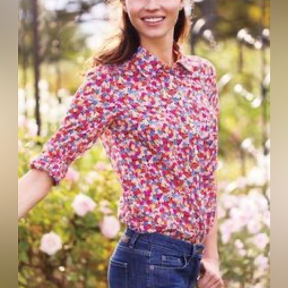 Boden Tops - Boden Multicolor Floral Button-Down lightweight cotton Shirt size 4